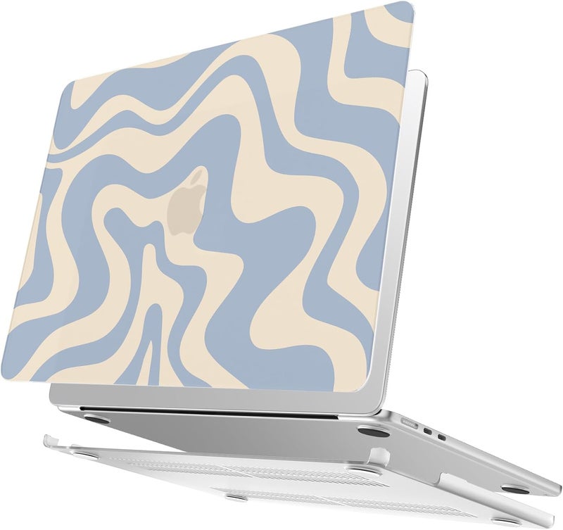 AKIT Compatible with MacBook Air 13 inch Case 2026 2025 2024-2022 M4 M3 M2 A3240 A3113 A2681, Unique Pattern Hard Shell Laptop Case+Screen Protector+Keyboard Cover for Mac Air 13.6 inch, Blue Wave - Image 4